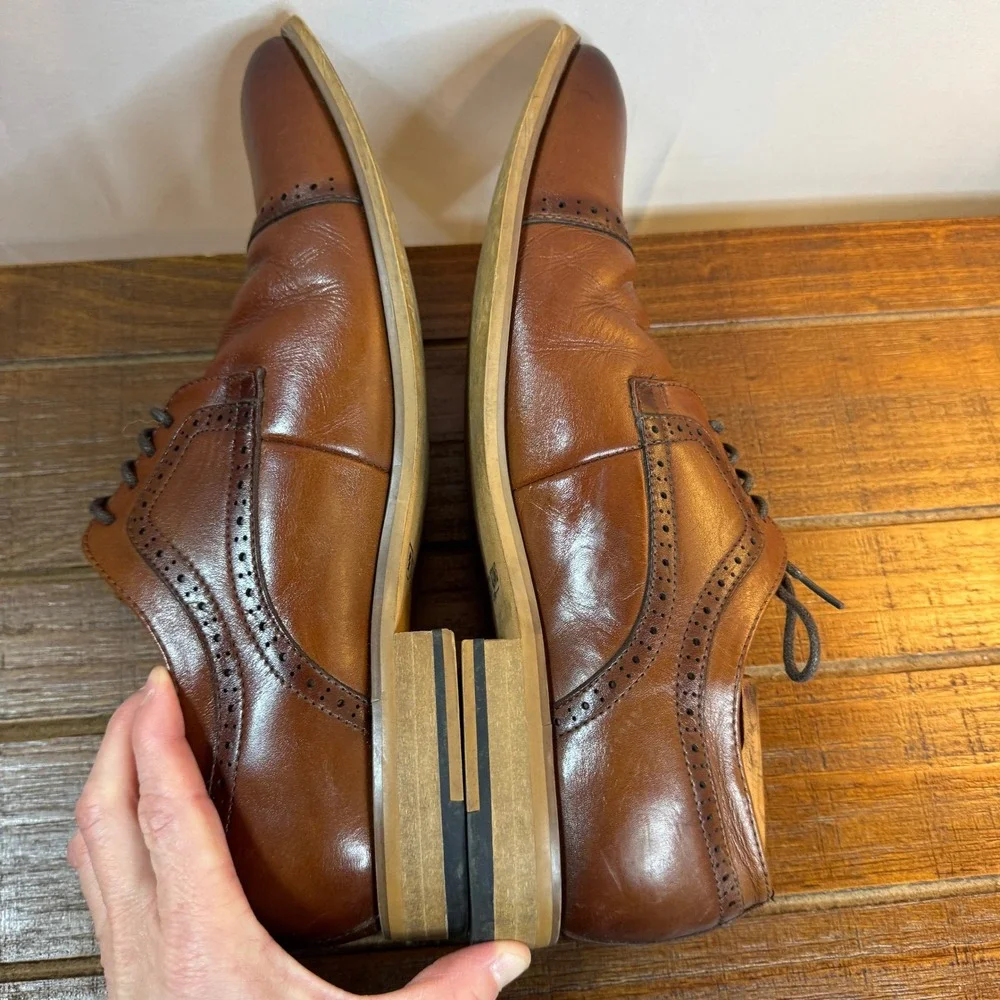 Stacy Adams Mens Brown Leather Cap Toe‎ Oxford Dress Shoes Size 10 M